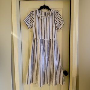 **Cottagecore** Striped Collar Summer Dress